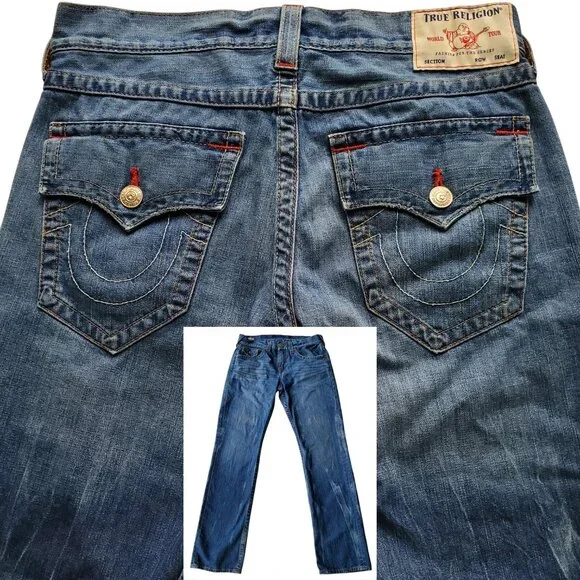 TRUE RELIGION Ricky Flap SN Straight Leg Men's 32 x 34 - Picture 1 of 16
